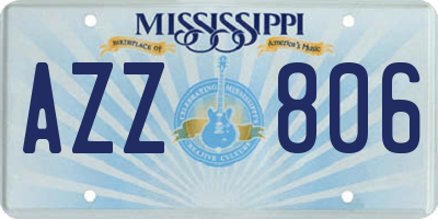 MS license plate AZZ806