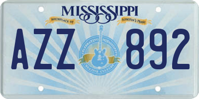 MS license plate AZZ892