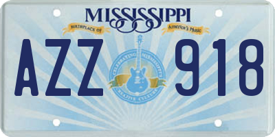 MS license plate AZZ918
