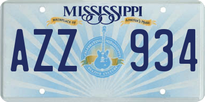 MS license plate AZZ934