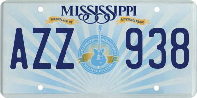MS license plate AZZ938