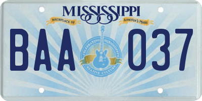 MS license plate BAA037