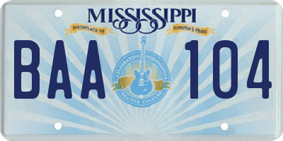 MS license plate BAA104