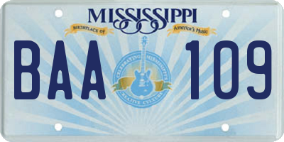MS license plate BAA109