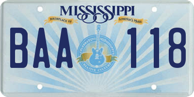 MS license plate BAA118