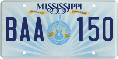 MS license plate BAA150