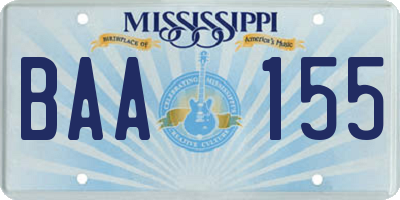 MS license plate BAA155