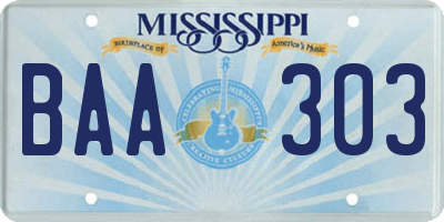 MS license plate BAA303