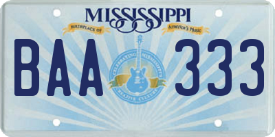 MS license plate BAA333