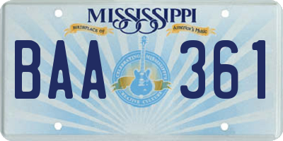 MS license plate BAA361