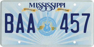 MS license plate BAA457