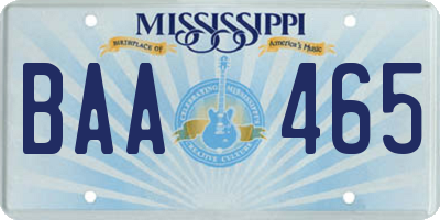 MS license plate BAA465