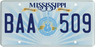 MS license plate BAA509