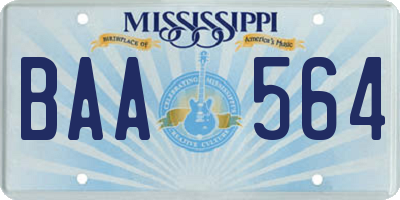 MS license plate BAA564