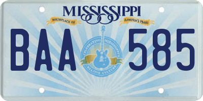 MS license plate BAA585