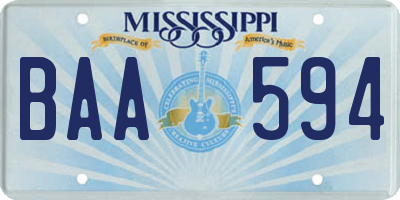MS license plate BAA594