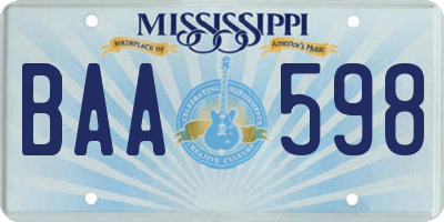 MS license plate BAA598