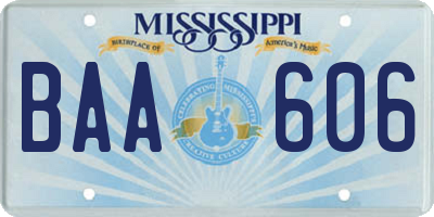 MS license plate BAA606