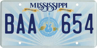 MS license plate BAA654