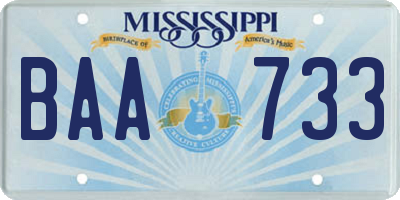 MS license plate BAA733
