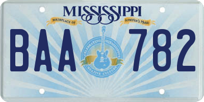 MS license plate BAA782