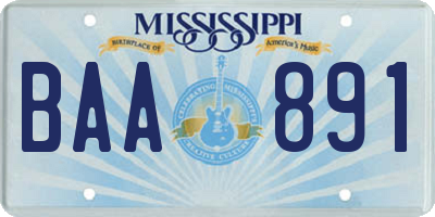 MS license plate BAA891