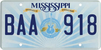 MS license plate BAA918