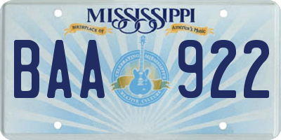 MS license plate BAA922