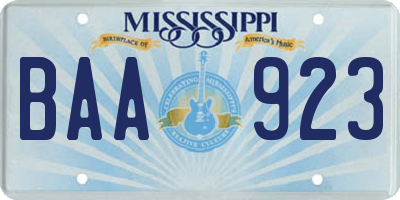 MS license plate BAA923