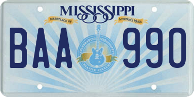 MS license plate BAA990