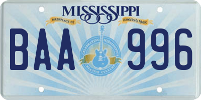 MS license plate BAA996