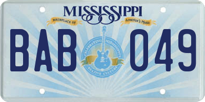 MS license plate BAB049