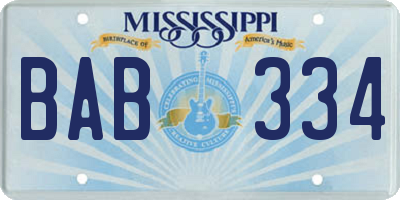 MS license plate BAB334