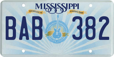 MS license plate BAB382