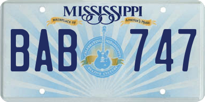 MS license plate BAB747
