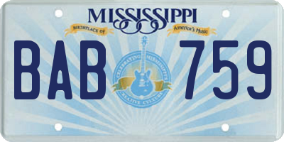 MS license plate BAB759