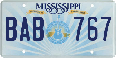MS license plate BAB767