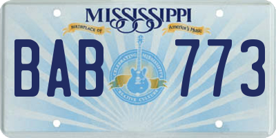 MS license plate BAB773