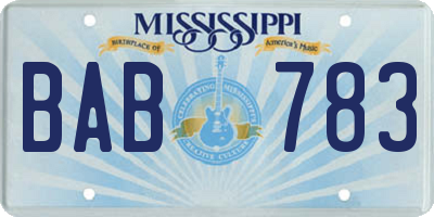 MS license plate BAB783