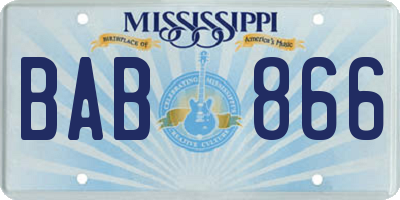 MS license plate BAB866