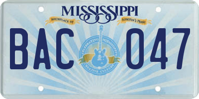 MS license plate BAC047