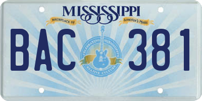 MS license plate BAC381
