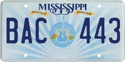 MS license plate BAC443
