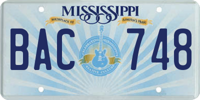 MS license plate BAC748
