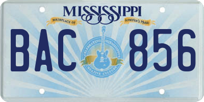 MS license plate BAC856
