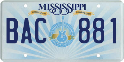 MS license plate BAC881