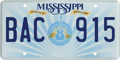 MS license plate BAC915