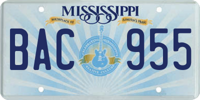 MS license plate BAC955