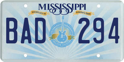 MS license plate BAD294