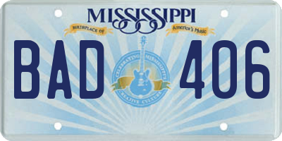 MS license plate BAD406